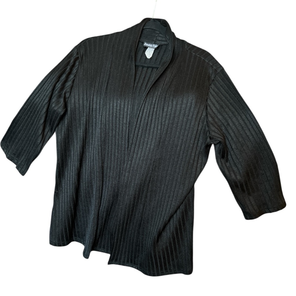 Vintage Double Take ribbed open front cardigan black size 2x made in USA